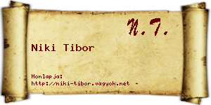 Niki Tibor névjegykártya